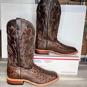 Horse Power Chocolate Nile Croc Western Boots Mens 11.5 EE Wide Leather Print